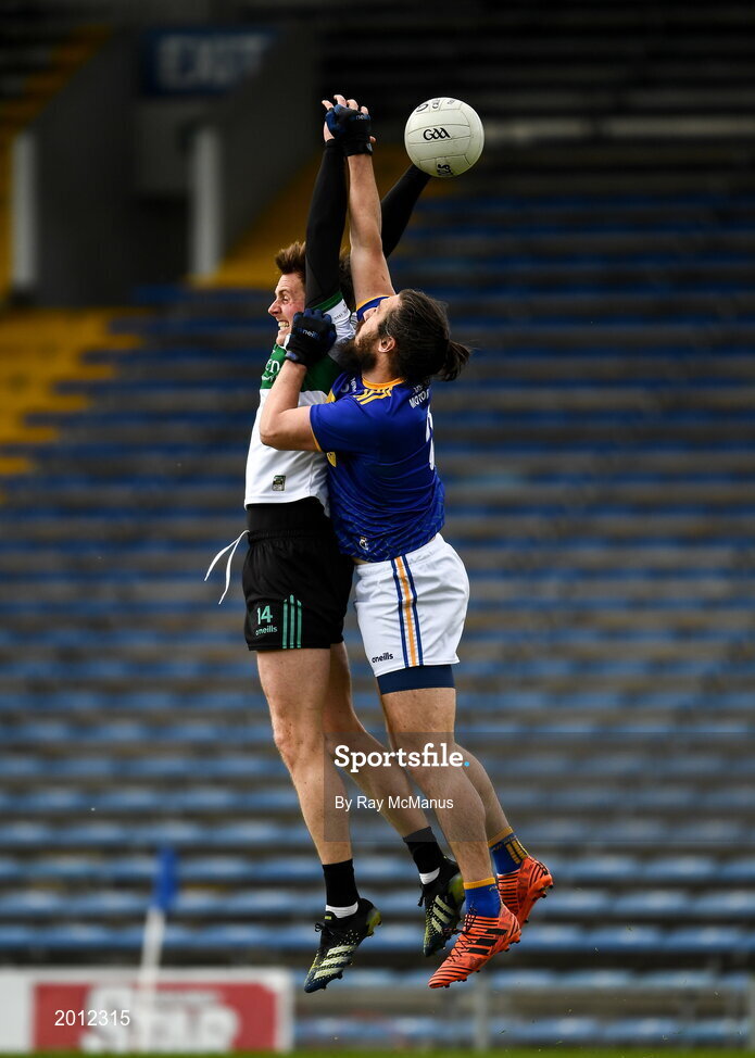 22 May 2021; Conor Sweeney of Tipperary in action against Nicky Devereux of Wicklow during the Allianz Football League Division 3 South Round 2 match between Tipperary and Wicklow at Semple Stadium in Thurles, Tipperary. Photo by Ray McManus/Sportsfile