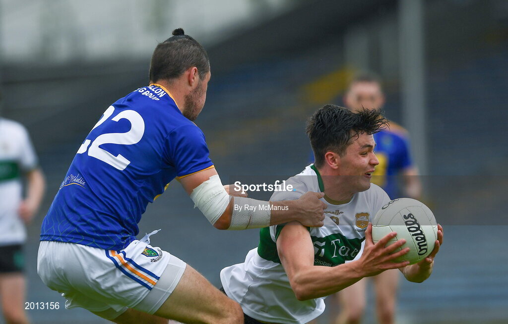 22 May 2021; Conal Kennedy of Tipperary in action against Dave Devereux of Wicklow during the Allianz Football League Division 3 South Round 2 match between Tipperary and Wicklow at Semple Stadium in Thurles, Tipperary. Photo by Ray McManus/Sportsfile