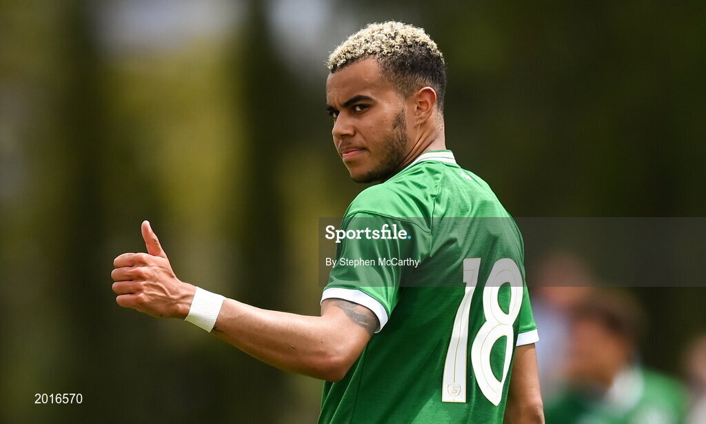 30 May 2021; Tyreik Wright of Republic of Ireland during the U21 international friendly match between Switzerland and Republic of Ireland at Dama de Noche Football Centre in Marbella, Spain. Photo by Stephen McCarthy/Sportsfile