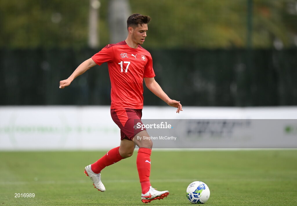 30 May 2021; Jan Kronig of Switzerland during the U21 international friendly match between Switzerland and Republic of Ireland at Dama de Noche Football Centre in Marbella, Spain. Photo by Stephen McCarthy/Sportsfile