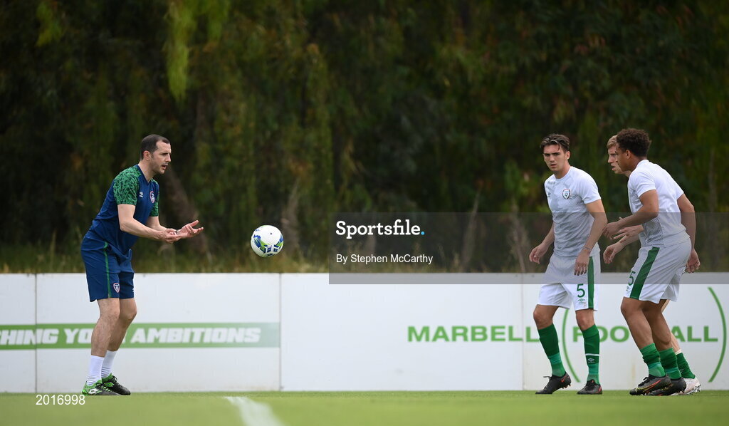 30 May 2021; Republic of Ireland assistant manager John O'Shea before the U21 international friendly match between Switzerland and Republic of Ireland at Dama de Noche Football Centre in Marbella, Spain. Photo by Stephen McCarthy/Sportsfile