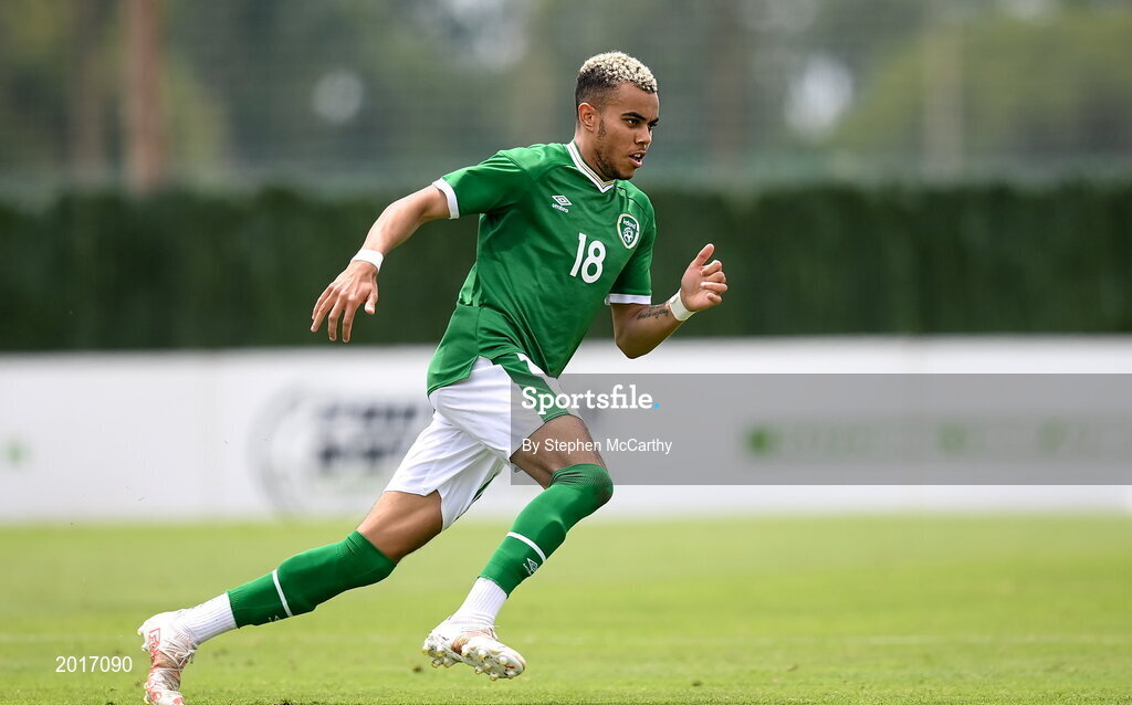 30 May 2021; Tyreik Wright of Republic of Ireland during the U21 international friendly match between Switzerland and Republic of Ireland at Dama de Noche Football Centre in Marbella, Spain. Photo by Stephen McCarthy/Sportsfile