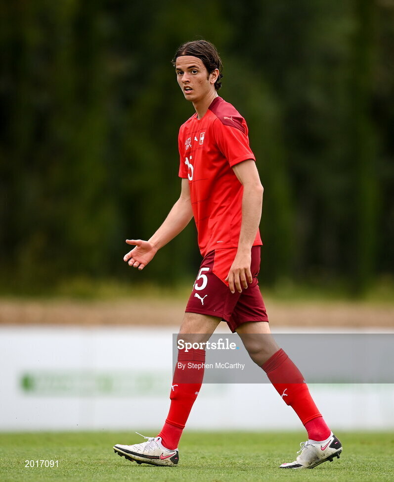 30 May 2021; Gabriel Barès of Switzerland during the U21 international friendly match between Switzerland and Republic of Ireland at Dama de Noche Football Centre in Marbella, Spain. Photo by Stephen McCarthy/Sportsfile