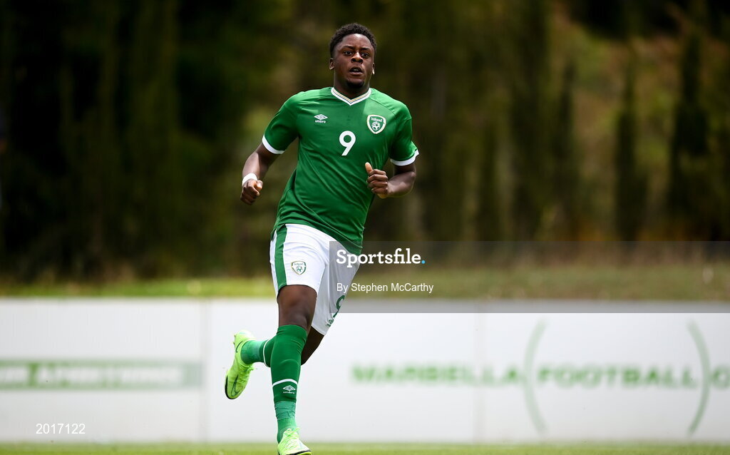 30 May 2021; Jonathan Afolabi of Republic of Ireland during the U21 international friendly match between Switzerland and Republic of Ireland at Dama de Noche Football Centre in Marbella, Spain. Photo by Stephen McCarthy/Sportsfile