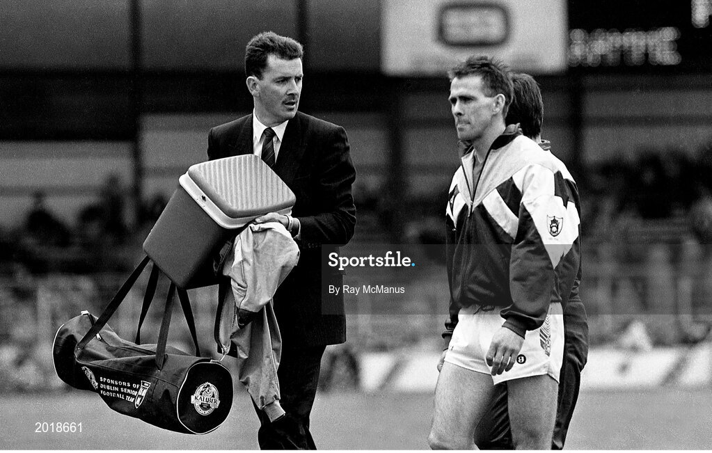 2 June 1991; Dublin County Board assistant secretary John Costello, left, during the Leinster Senior Football Championship Preliminary Round match between Dublin and Meath at Croke Park in Dublin. Photo by Ray McManus/Sportsfile