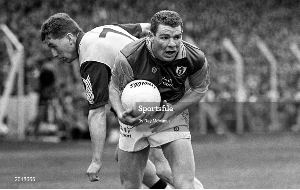 2 June 1991; Tommy Dowd of Meath in action against Eamonn Heary of Dublin during the Leinster Senior Football Championship Preliminary Round match between Dublin and Meath at Croke Park in Dublin. Photo by Ray McManus/Sportsfile