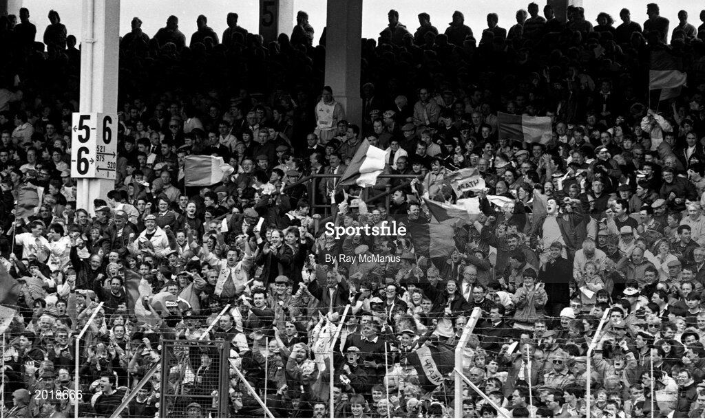 2 June 1991; Meath supporters during the Leinster Senior Football Championship Preliminary Round match between Dublin and Meath at Croke Park in Dublin. Photo by Ray McManus/Sportsfile