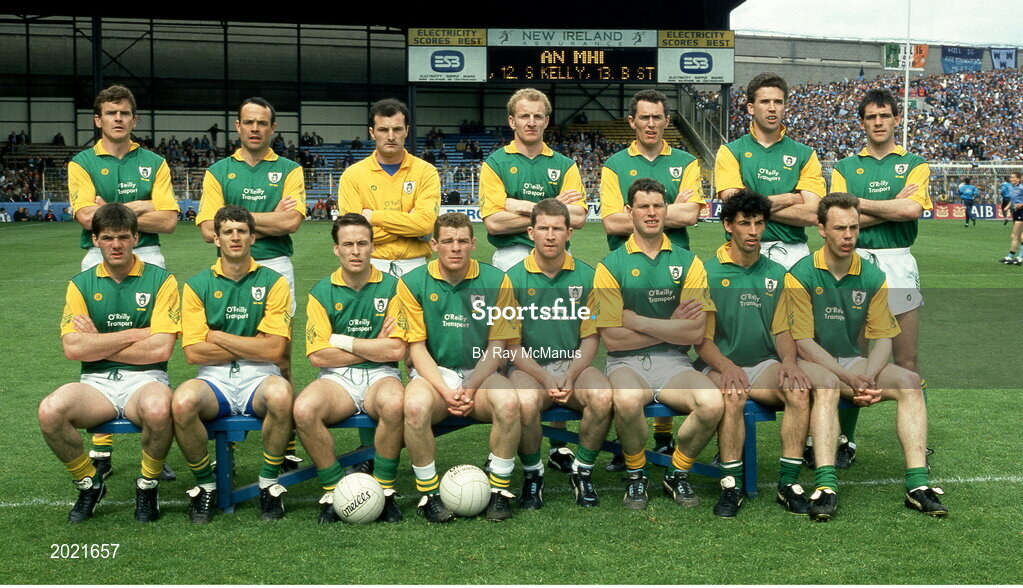 2 June 1991; The Meath team, back row from left, Colm O'Rourke, Mick Lyons, Michael McQuillan, Martin O'Connell, Brian Stafford, Liam Hayes and David Beggy, with, front from left, PJ Gillic, Terry Ferguson, Bernard Flynn, Tommy Dowd, Robbie O'Malley, Liam Harnan, Kevin Foley and Sean Kelly before the Leinster Senior Football Championship Preliminary Round match between Dublin and Meath at Croke Park in Dublin. Photo by Ray McManus/Sportsfile
