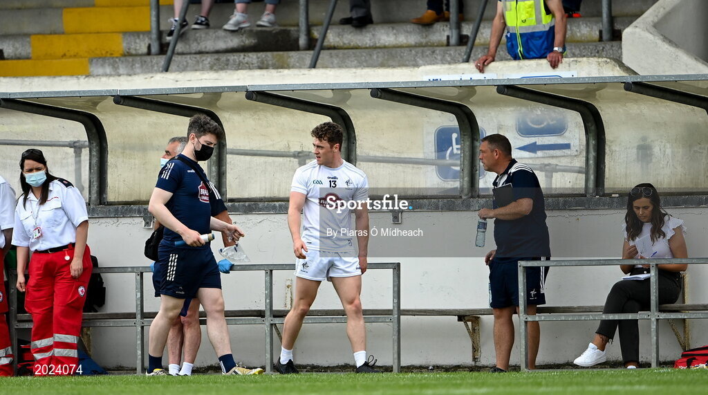 13 June 2021; Jimmy Hyland of Kildare after he was substituted in the first half during the Allianz Football League Division 2 semi-final match between Kildare and Meath at St Conleth's Park in Newbridge, Kildare. Photo by Piaras Ó Mídheach/Sportsfile