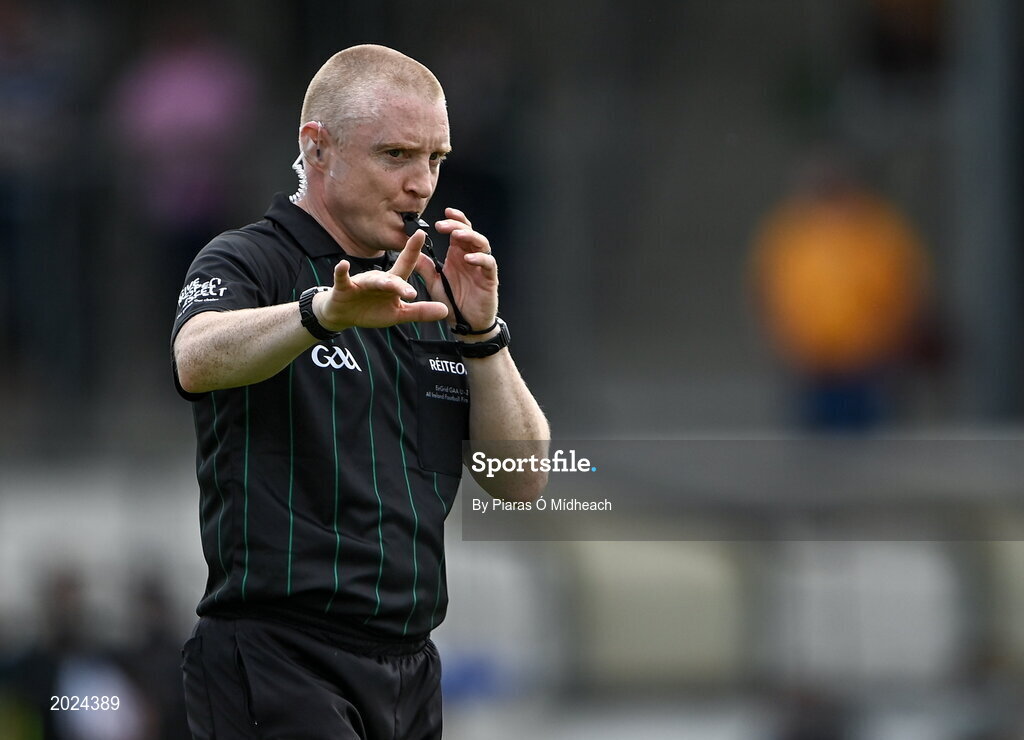 13 June 2021; Referee Barry Cassidy during the Allianz Football League Division 2 semi-final match between Kildare and Meath at St Conleth's Park in Newbridge, Kildare. Photo by Piaras Ó Mídheach/Sportsfile