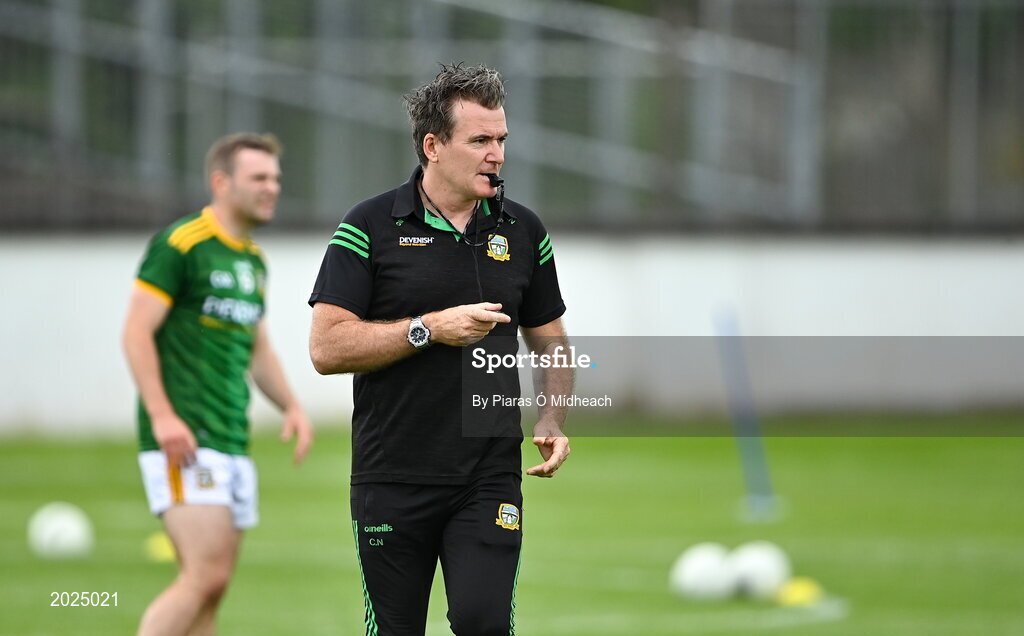 13 June 2021; Meath selector Colm Nally during the wam-up before the Allianz Football League Division 2 semi-final match between Kildare and Meath at St Conleth's Park in Newbridge, Kildare. Photo by Piaras Ó Mídheach/Sportsfile