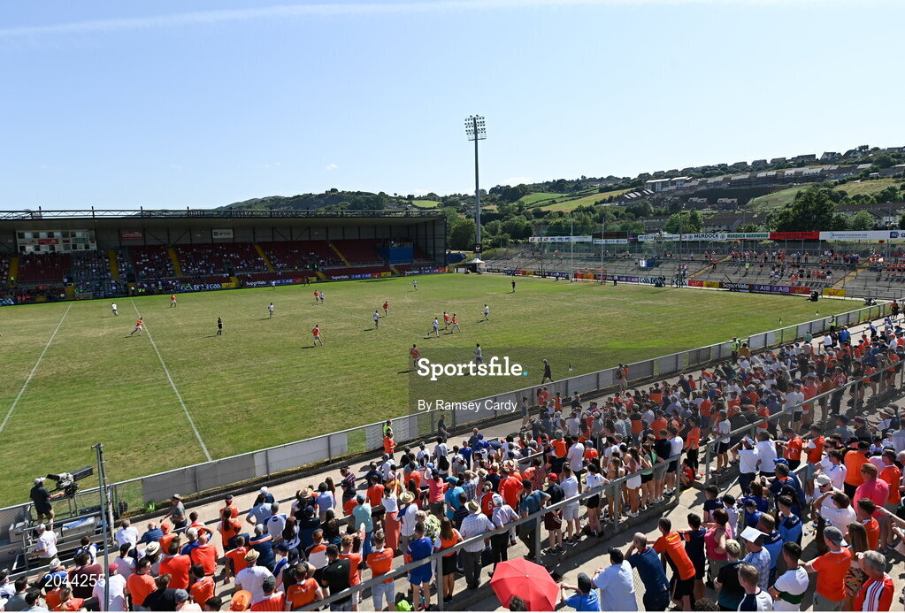 17 July 2021; A general view of action during the Ulster GAA Football Senior Championship Semi-Final match between Armagh and Monaghan at Páirc Esler in Newry, Down. Photo by Ramsey Cardy/Sportsfile