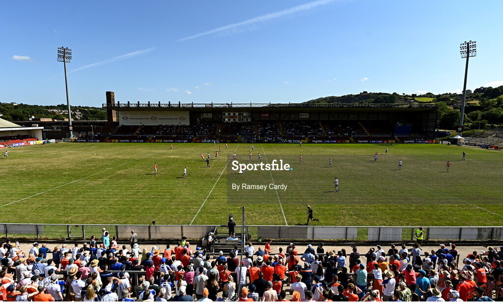 17 July 2021; A general view of action during the Ulster GAA Football Senior Championship Semi-Final match between Armagh and Monaghan at Páirc Esler in Newry, Down. Photo by Ramsey Cardy/Sportsfile