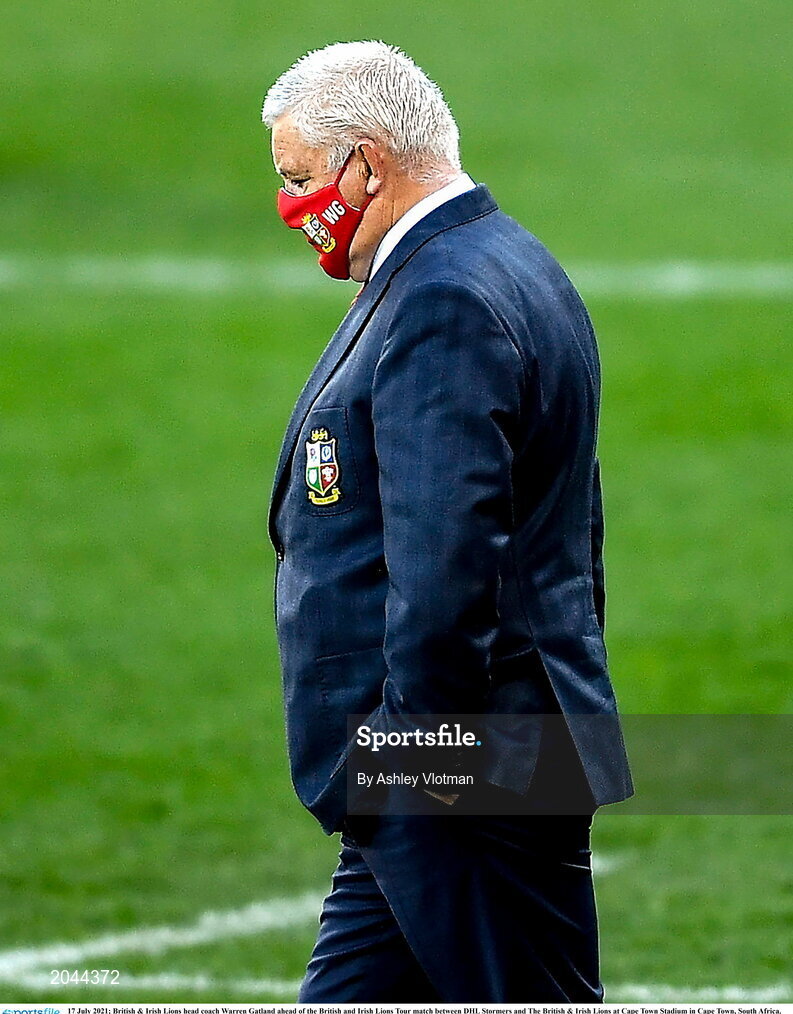 17 July 2021; British & Irish Lions head coach Warren Gatland ahead of the British and Irish Lions Tour match between DHL Stormers and The British & Irish Lions at Cape Town Stadium in Cape Town, South Africa. Photo by Ashley Vlotman/Sportsfile