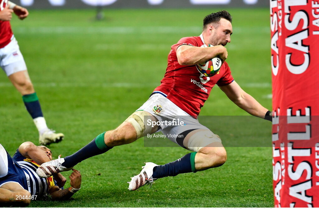 17 July 2021; Jack Conan of The British & Irish Lions scores his side's fourth try during the British and Irish Lions Tour match between DHL Stormers and The British & Irish Lions at Cape Town Stadium in Cape Town, South Africa. Photo by Ashley Vlotman/Sportsfile