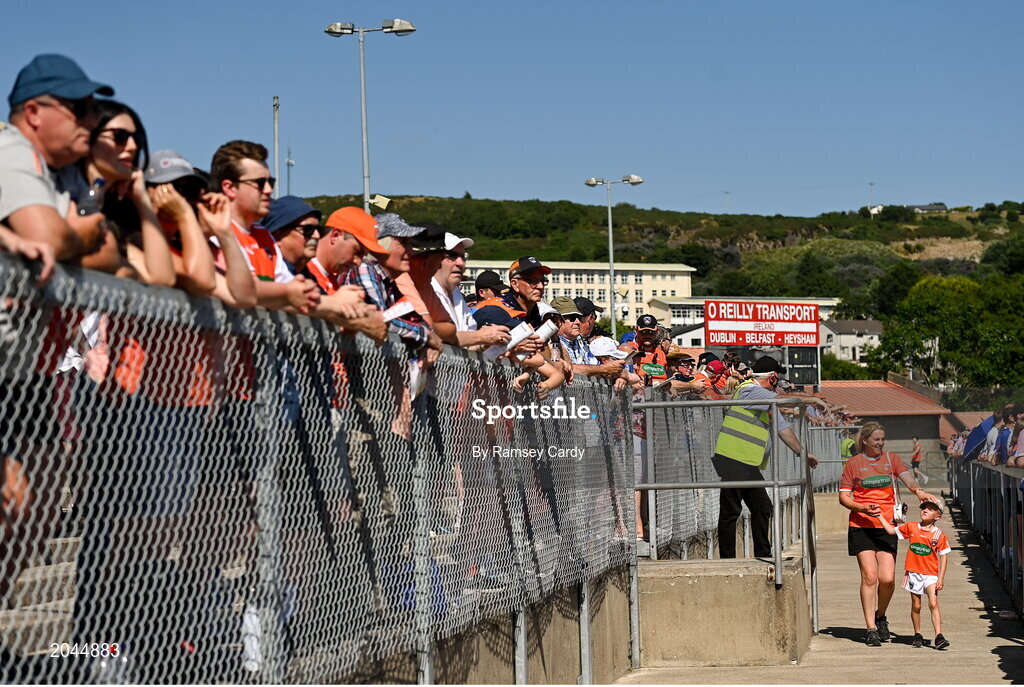 17 July 2021; Supporters during the Ulster GAA Football Senior Championship Semi-Final match between Armagh and Monaghan at Páirc Esler in Newry, Down. Photo by Ramsey Cardy/Sportsfile