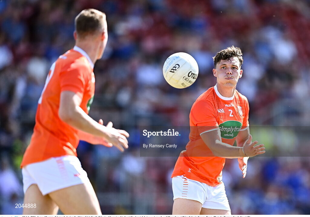 17 July 2021; James Morgan of Armagh during the Ulster GAA Football Senior Championship Semi-Final match between Armagh and Monaghan at Páirc Esler in Newry, Down. Photo by Ramsey Cardy/Sportsfile