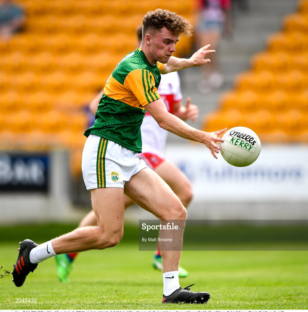 18 July 2021; William Shine of Kerry during the 2020 Electric Ireland GAA Football All-Ireland Minor Championship Final match between Derry and Kerry at Bord Na Mona O’Connor Park in Tullamore. Photo by Matt Browne/Sportsfile