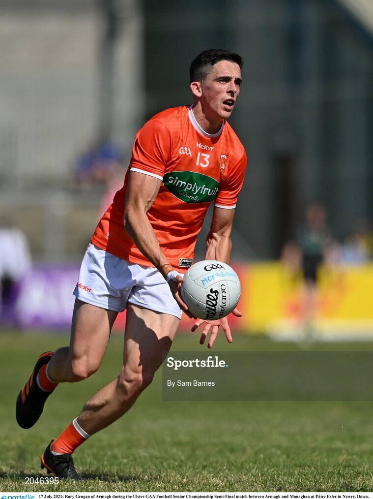 17 July 2021; Rory Grugan of Armagh during the Ulster GAA Football Senior Championship Semi-Final match between Armagh and Monaghan at Páirc Esler in Newry, Down. Photo by Sam Barnes/Sportsfile