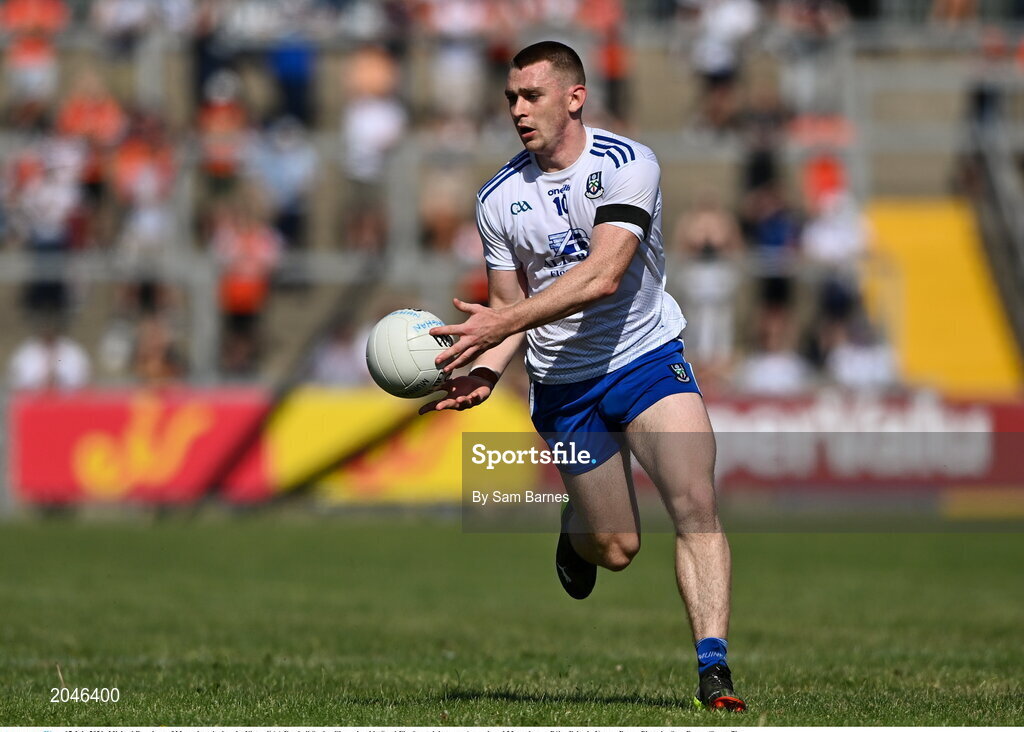 17 July 2021; Michael Bannigan of Monaghan during the Ulster GAA Football Senior Championship Semi-Final match between Armagh and Monaghan at Páirc Esler in Newry, Down. Photo by Sam Barnes/Sportsfile