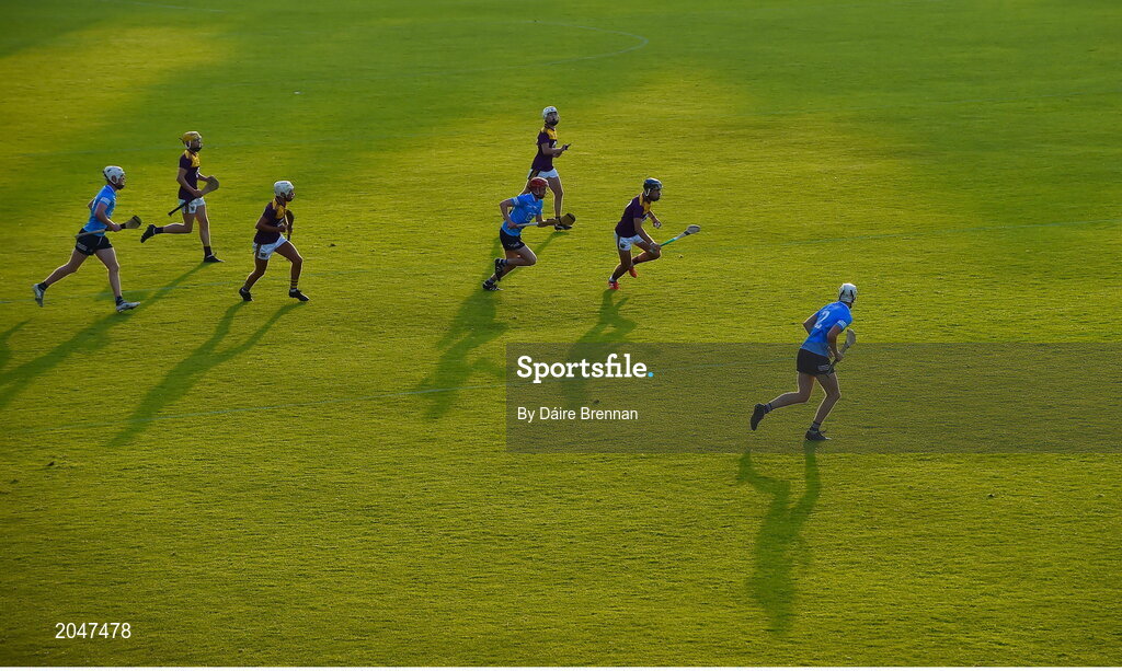 21 July 2021; Páidí Doyle of Wexford in action against Neil Hogan of Dublin during the Electric Ireland Leinster GAA Minor Hurling Championship Semi-Final match between Dublin and Wexford at Chadwicks Wexford Park in Wexford. Photo by Daire Brennan/Sportsfile