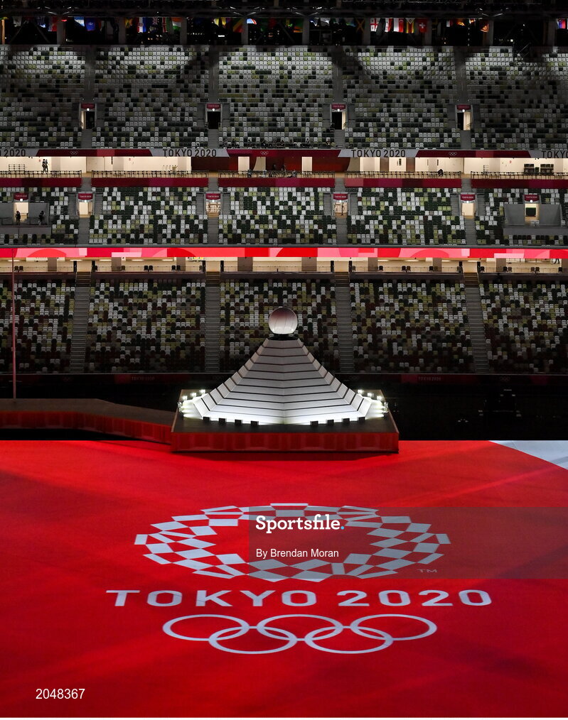 23 July 2021; A general view of the opening ceremony, held without spectators but with VIP dignitaries in attendance, during the 2020 Tokyo Summer Olympic Games opening ceremony at the Olympic Stadium in Tokyo, Japan. Photo by Brendan Moran/Sportsfile