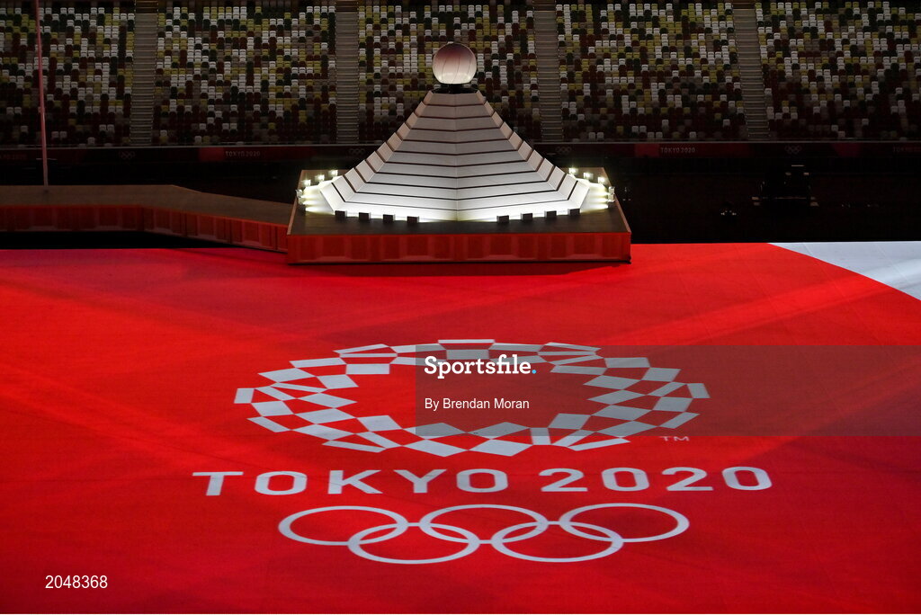 23 July 2021; A general view of the opening ceremony, held without spectators but with VIP dignitaries in attendance, during the 2020 Tokyo Summer Olympic Games opening ceremony at the Olympic Stadium in Tokyo, Japan. Photo by Brendan Moran/Sportsfile