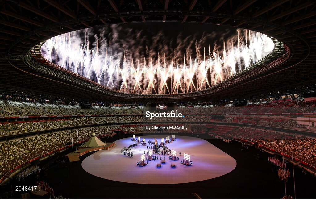 23 July 2021; A general view of the opening ceremony as fireworks are set off during the 2020 Tokyo Summer Olympic Games opening ceremony at the Olympic Stadium in Tokyo, Japan. Photo by Stephen McCarthy/Sportsfile