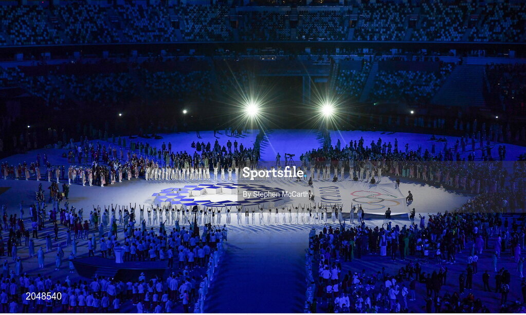 23 July 2021; A general view of the opening ceremony during the 2020 Tokyo Summer Olympic Games opening ceremony at the Olympic Stadium in Tokyo, Japan. Photo by Stephen McCarthy/Sportsfile