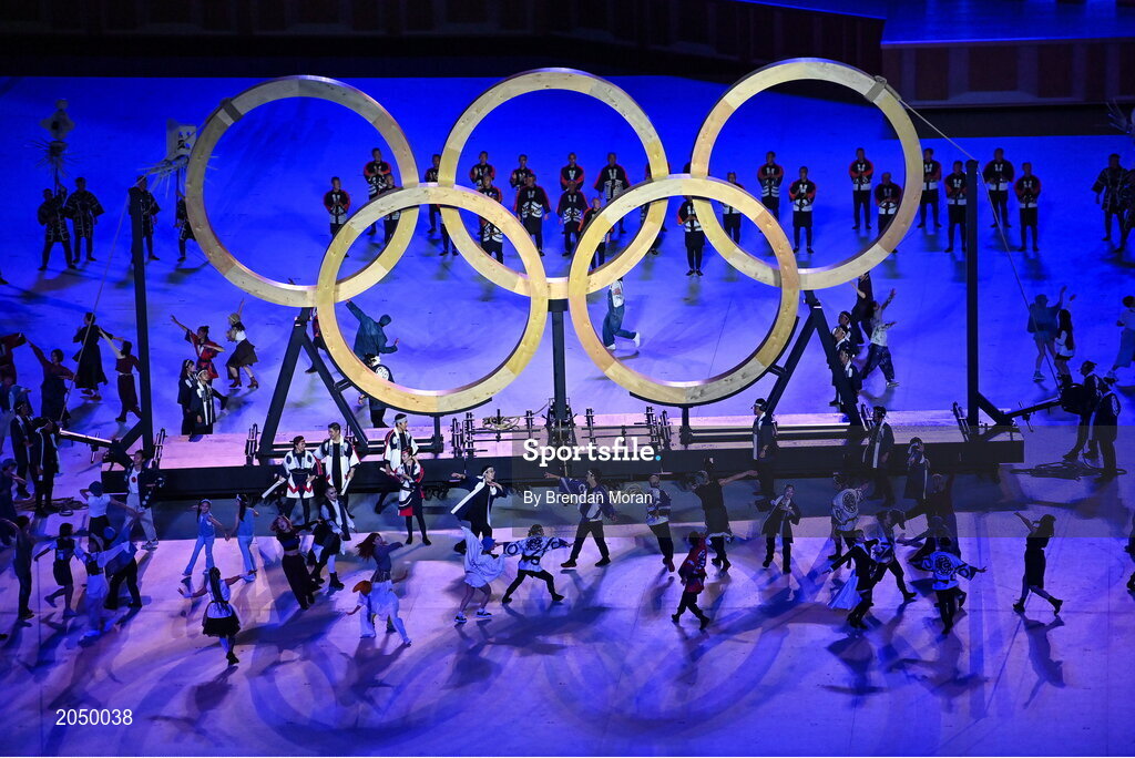 23 July 2021; Performers dance during the 2020 Tokyo Summer Olympic Games opening ceremony at the Olympic Stadium in Tokyo, Japan. Photo by Brendan Moran/Sportsfile