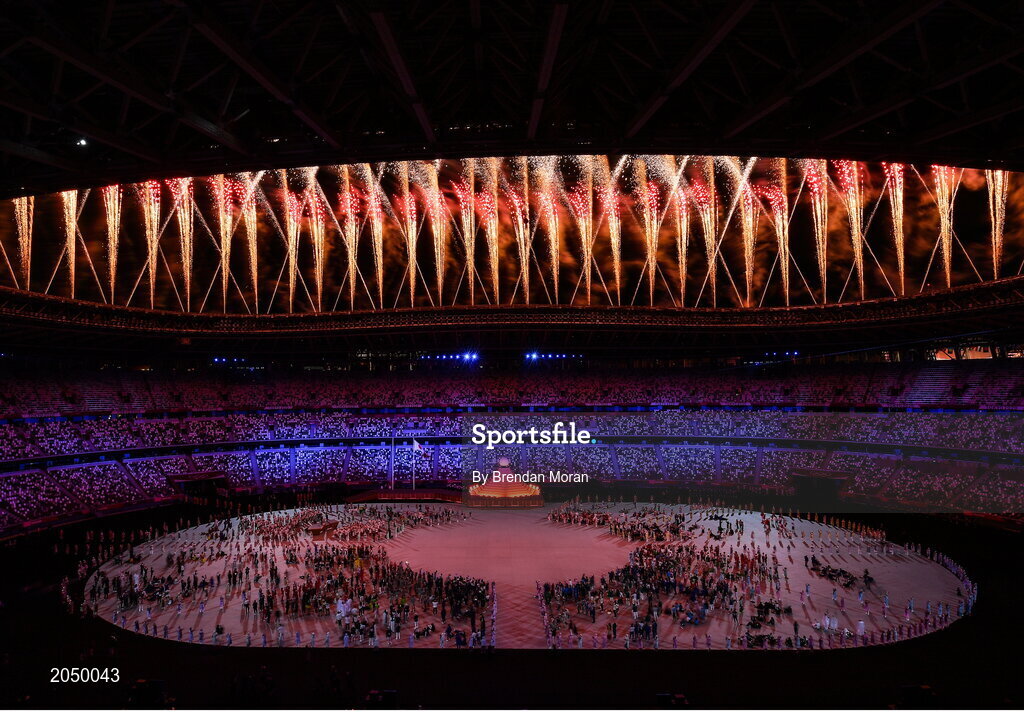 23 July 2021; A general view of the opening ceremony as fireworks are set off during the 2020 Tokyo Summer Olympic Games opening ceremony at the Olympic Stadium in Tokyo, Japan. Photo by Brendan Moran/Sportsfile