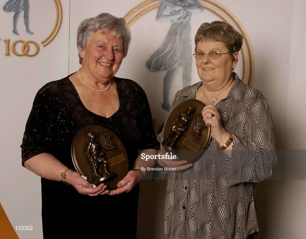28 February 2004; Eileen Duffy O'Mahony, left, and Una O'Connor, who were named on the Camogie team of the Century, at the Cumann Camogaiocht na nGael centenary celebrations at the Citywest Hotel, Dublin. Picture credit; Brendan Moran / SPORTSFILE *EDI*