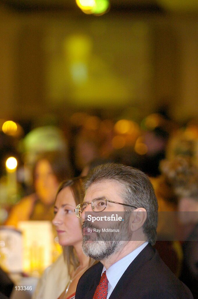 28 February 2004; Sinn Fein President Gerry Adams, at the Cumann Camogaiochta na nGael centenary celebrations at the Citywest Hotel, Dublin. Picture credit; Ray McManus / SPORTSFILE *EDI*
