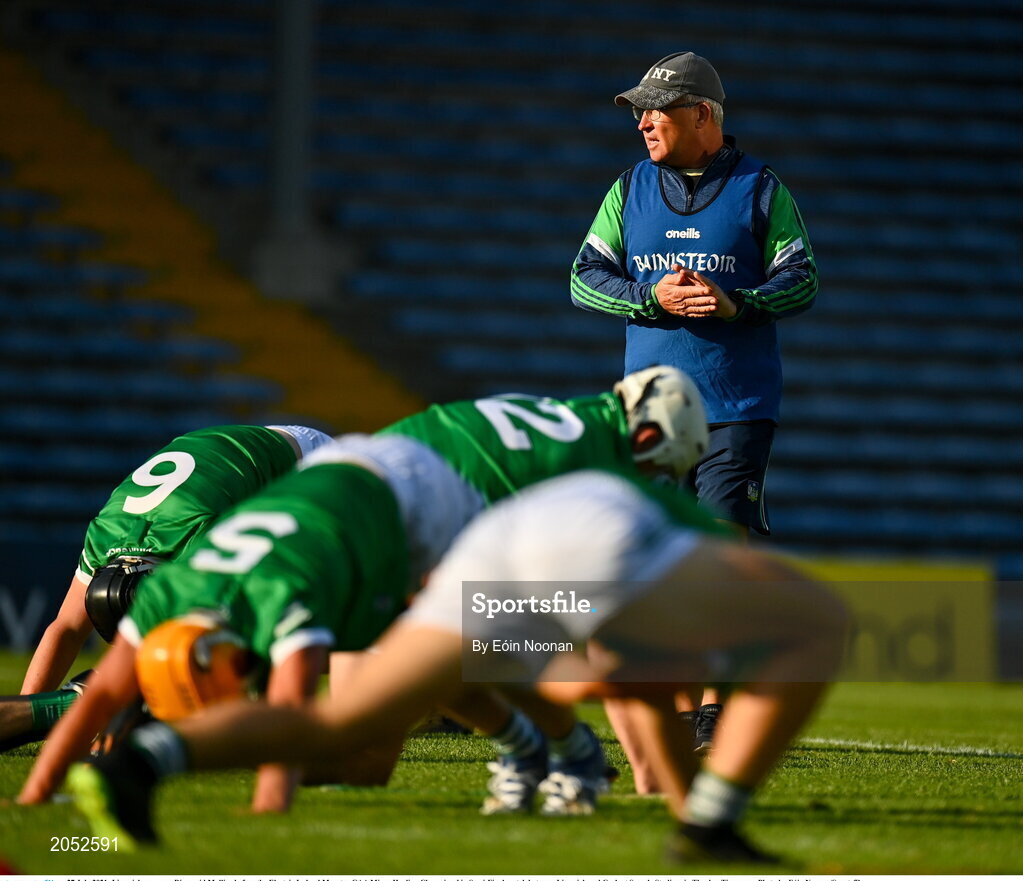 27 July 2021; Limerick manager Diarmuid Mullins before the Electric Ireland Munster GAA Minor Hurling Championship Semi-Final match between Limerick and Cork at Semple Stadium in Thurles, Tipperary. Photo by Eóin Noonan/Sportsfile