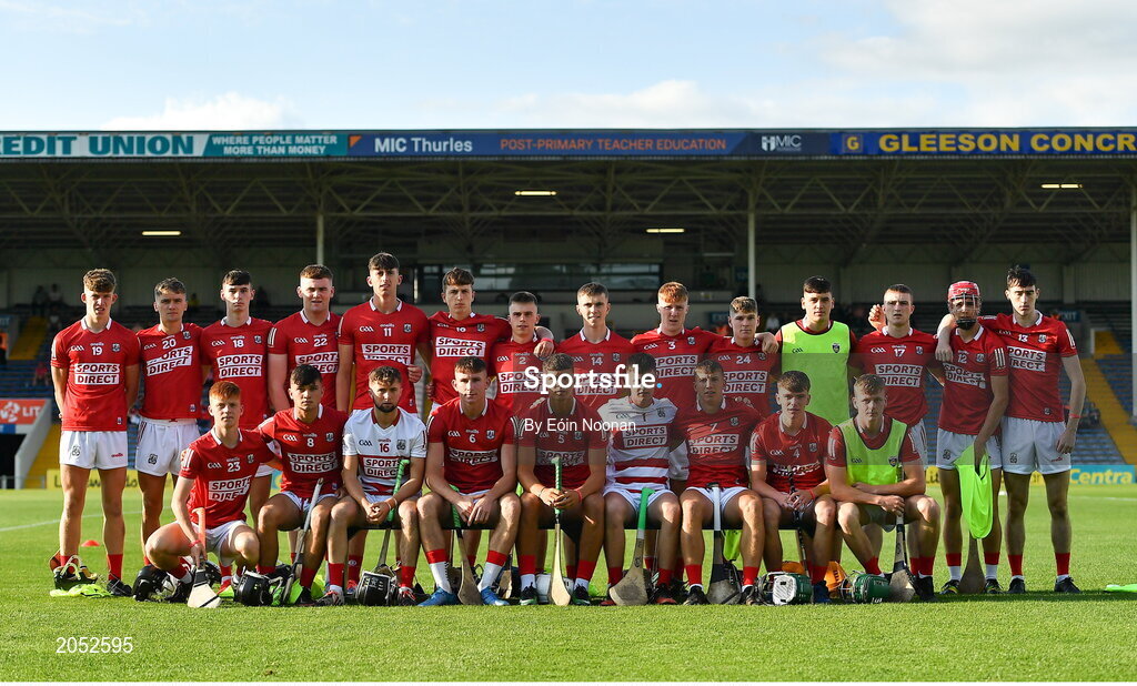 27 July 2021; Cork team before the Electric Ireland Munster GAA Minor Hurling Championship Semi-Final match between Limerick and Cork at Semple Stadium in Thurles, Tipperary. Photo by Eóin Noonan/Sportsfile