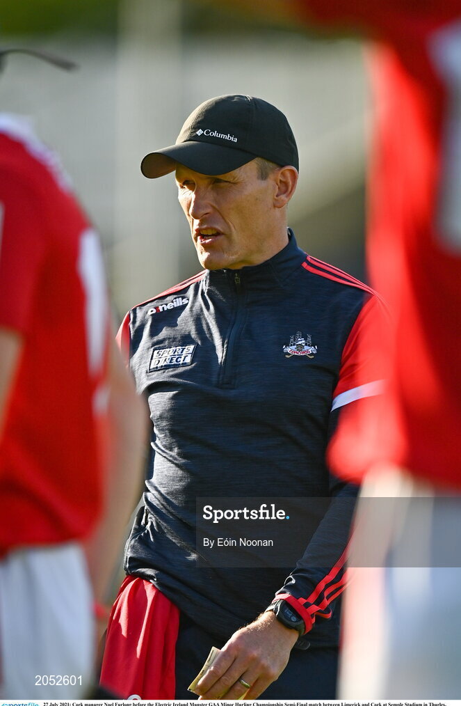 27 July 2021; Cork manager Noel Furlong before the Electric Ireland Munster GAA Minor Hurling Championship Semi-Final match between Limerick and Cork at Semple Stadium in Thurles, Tipperary. Photo by Eóin Noonan/Sportsfile