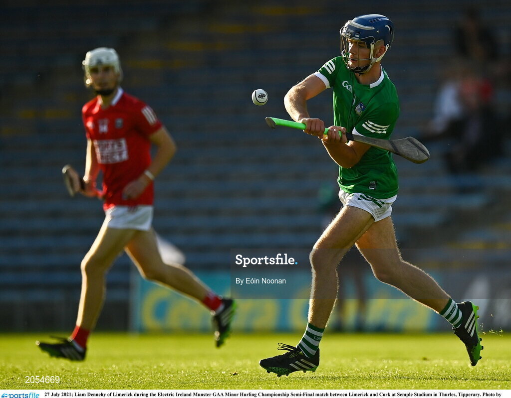 27 July 2021; Liam Dennehy of Limerick during the Electric Ireland Munster GAA Minor Hurling Championship Semi-Final match between Limerick and Cork at Semple Stadium in Thurles, Tipperary. Photo by Eóin Noonan/Sportsfile