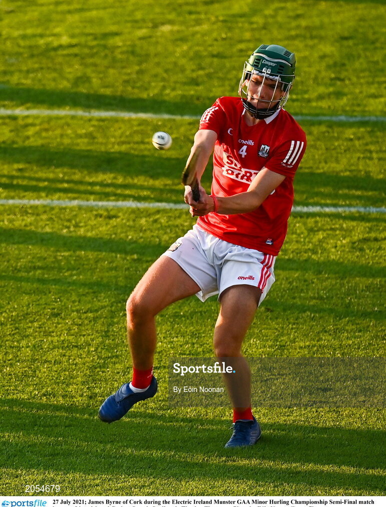 27 July 2021; James Byrne of Cork during the Electric Ireland Munster GAA Minor Hurling Championship Semi-Final match between Limerick and Cork at Semple Stadium in Thurles, Tipperary. Photo by Eóin Noonan/Sportsfile