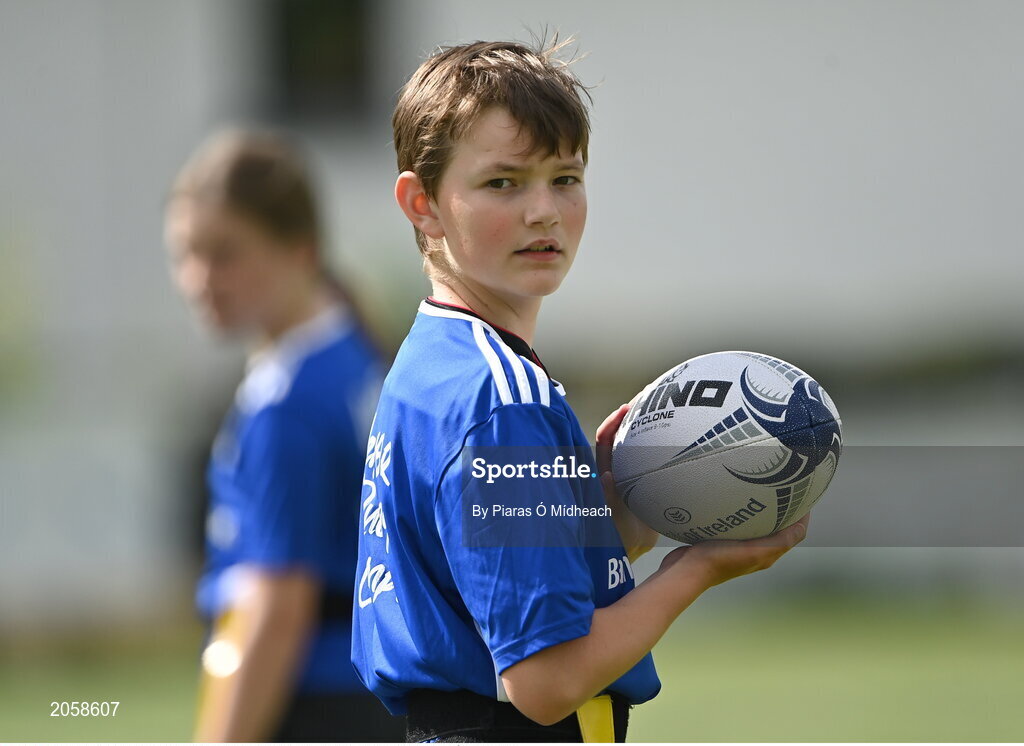 4 August 2021; Guy Larkin, age 12, during the Bank of Ireland Leinster Rugby Summer Camp Tullamore RFC in Tullamore, Offaly. Photo by Piaras Ó Mídheach/Sportsfile