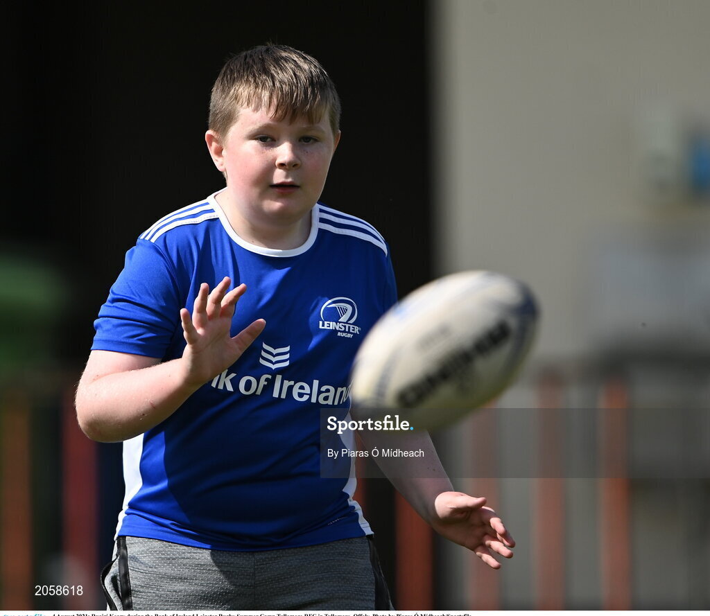 4 August 2021; Ruairí Keary during the Bank of Ireland Leinster Rugby Summer Camp Tullamore RFC in Tullamore, Offaly. Photo by Piaras Ó Mídheach/Sportsfile