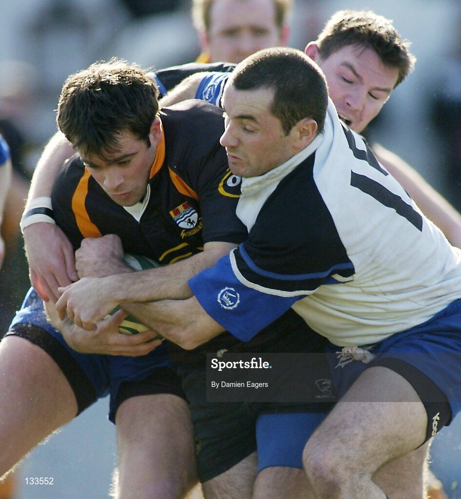 28 February 2004; Niall O'Hara, Buccaneers, in action against Derek Dillon, Cork Constitution. AIB All Ireland League 2003-2004, Division 1, Cork Constitution v Buccaneers, Temple Hill, Cork. Picture credit; Damien Eagers / SPORTSFILE *EDI*