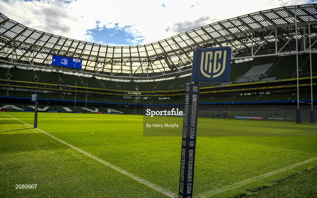 25 September 2021; A general view inside the stadium before the United Rugby Championship match between Leinster and Vodacom Bulls at the Aviva Stadium in Dublin.  Photo by Harry Murphy/Sportsfile