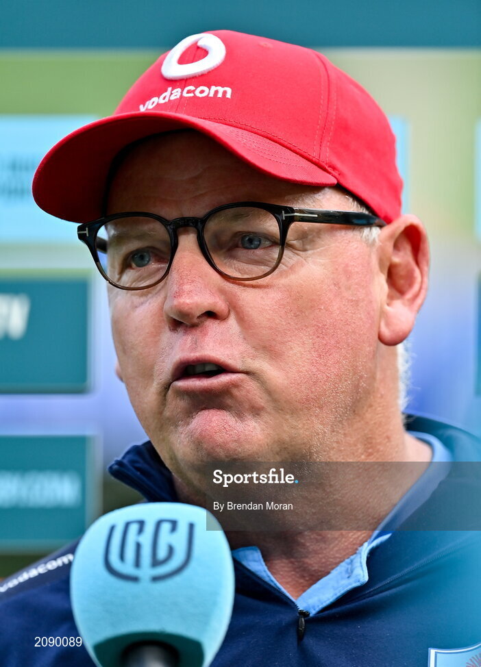 25 September 2021; Vodacom Bulls director of rugby Jake White is interviewed before the United Rugby Championship match between Leinster and Vodacom Bulls at Aviva Stadium in Dublin. Photo by Brendan Moran/Sportsfile