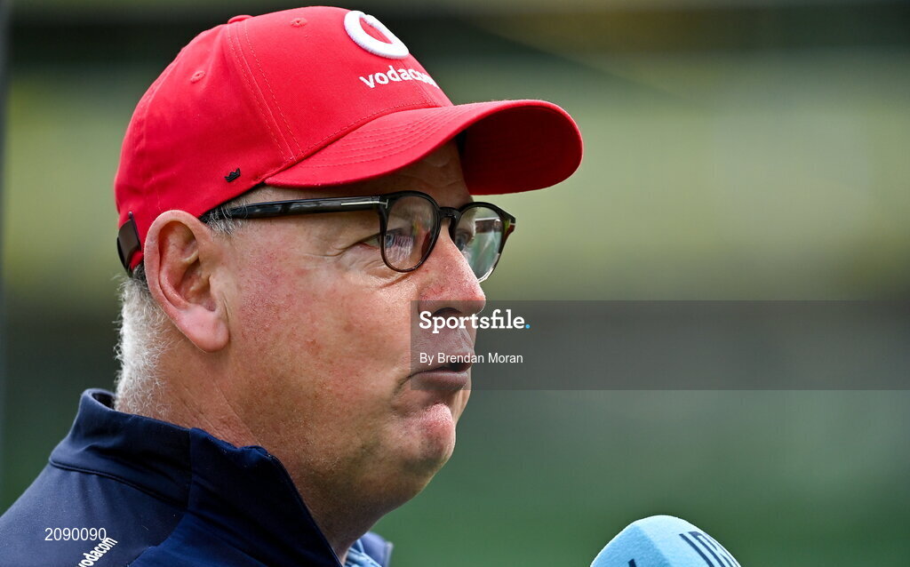 25 September 2021; Vodacom Bulls director of rugby Jake White is interviewed before the United Rugby Championship match between Leinster and Vodacom Bulls at Aviva Stadium in Dublin. Photo by Brendan Moran/Sportsfile