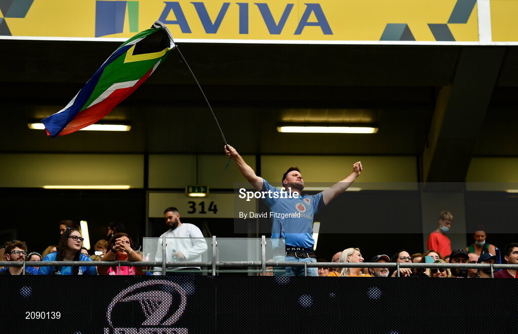 25 September 2021; A Bulls supporter prior to the United Rugby Championship match between Leinster and Vodacom Bulls at Aviva Stadium in Dublin. Photo by David Fitzgerald/Sportsfile