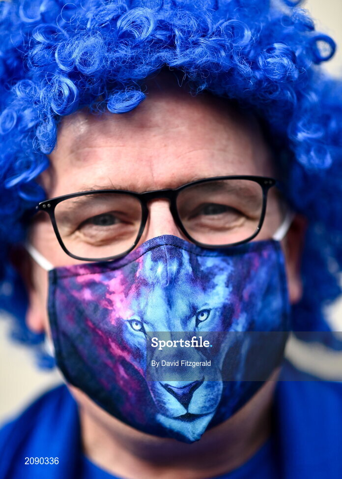 25 September 2021; Leinster supporter John Martin from Castleknock, Dublin prior to the United Rugby Championship match between Leinster and Vodacom Bulls at Aviva Stadium in Dublin. Photo by David Fitzgerald/Sportsfile