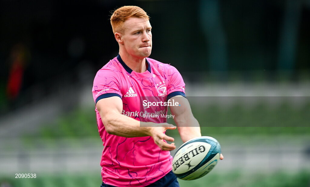 25 September 2021; Ciarán Frawley of Leinster before the United Rugby Championship match between Leinster and Vodacom Bulls at the Aviva Stadium in Dublin. Photo by Harry Murphy/Sportsfile