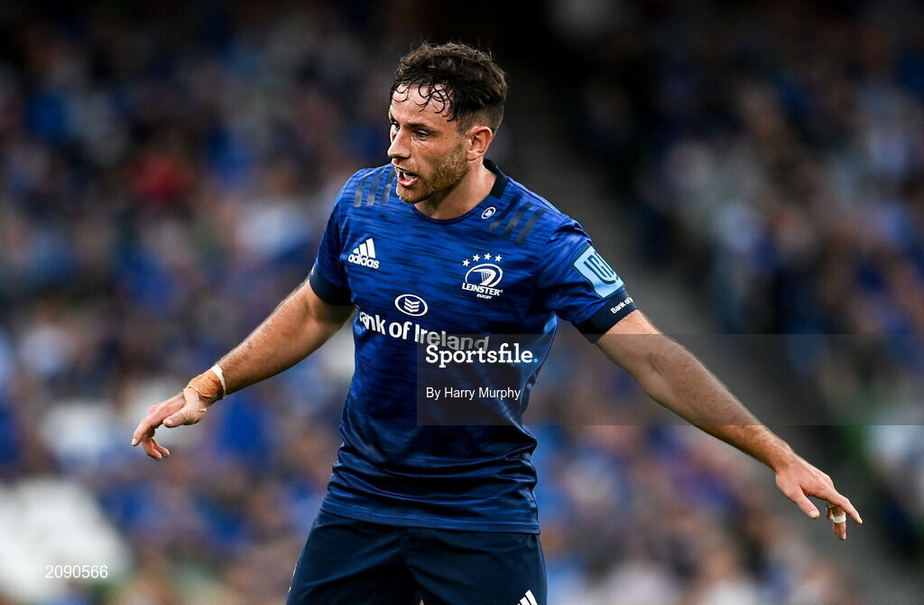 25 September 2021; Hugo Keenan of Leinster during the United Rugby Championship match between Leinster and Vodacom Bulls at the Aviva Stadium in Dublin. Photo by Harry Murphy/Sportsfile