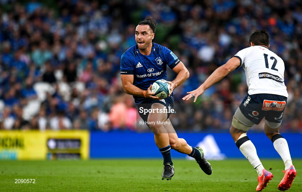 25 September 2021; James Lowe of Leinster during the United Rugby Championship match between Leinster and Vodacom Bulls at the Aviva Stadium in Dublin. Photo by Harry Murphy/Sportsfile