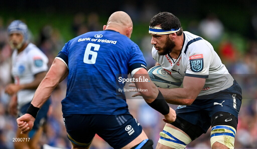25 September 2021; Marcell Coetzee of Vodacom Bulls in action against Rhys Ruddock of Leinster during the United Rugby Championship match between Leinster and Vodacom Bulls at Aviva Stadium in Dublin. Photo by Brendan Moran/Sportsfile